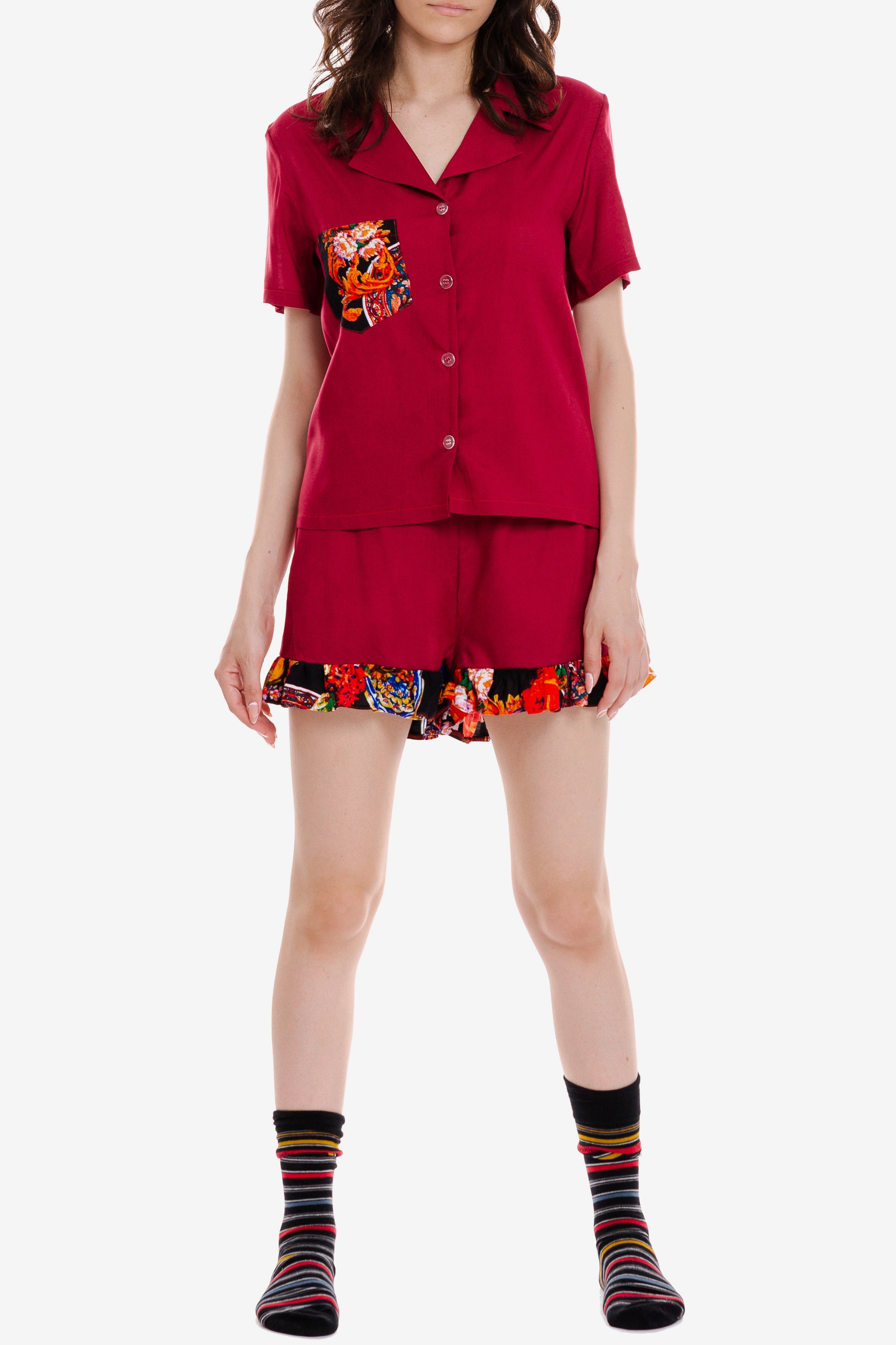 Red Pajamas with Ruffles