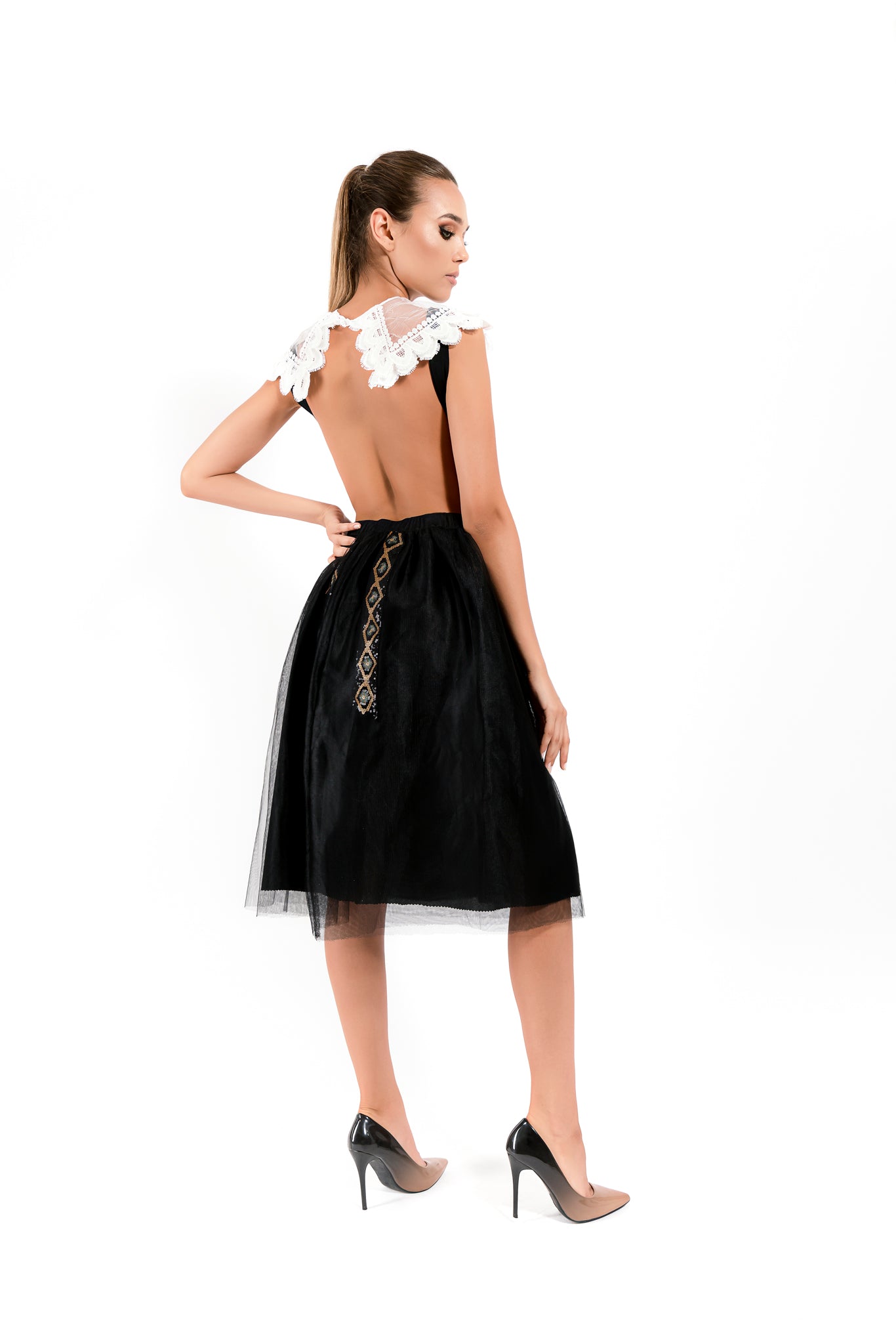 Black Skirt with Sequins - Velmoft