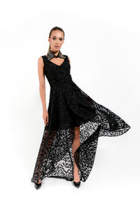 Black Dress with Special Cut - Velmoft