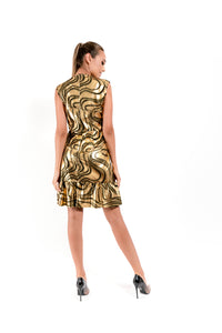 Glossy Dress with ruffle - Velmoft