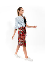 Load image into Gallery viewer, Red Printed Skirt with a  Cut Leg - Velmoft
