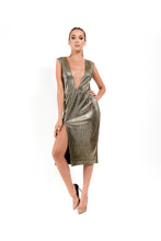 Load image into Gallery viewer, Midi Gold Dress - Velmoft