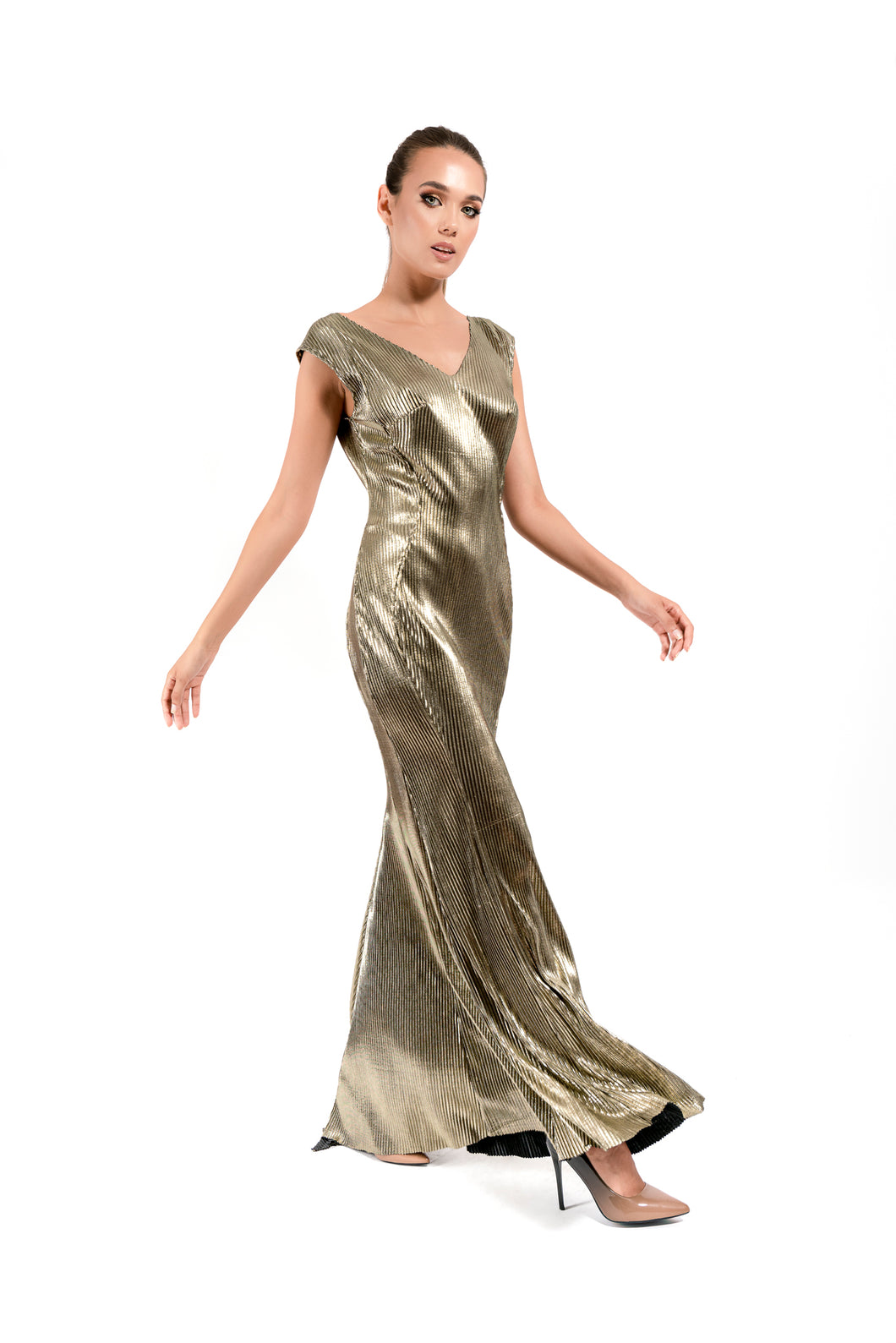Long Gold Dress - Velmoft