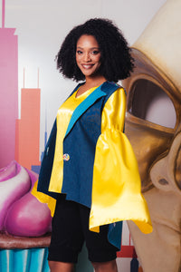 Satin Yellow Blouse with Special Sleeves - Velmoft