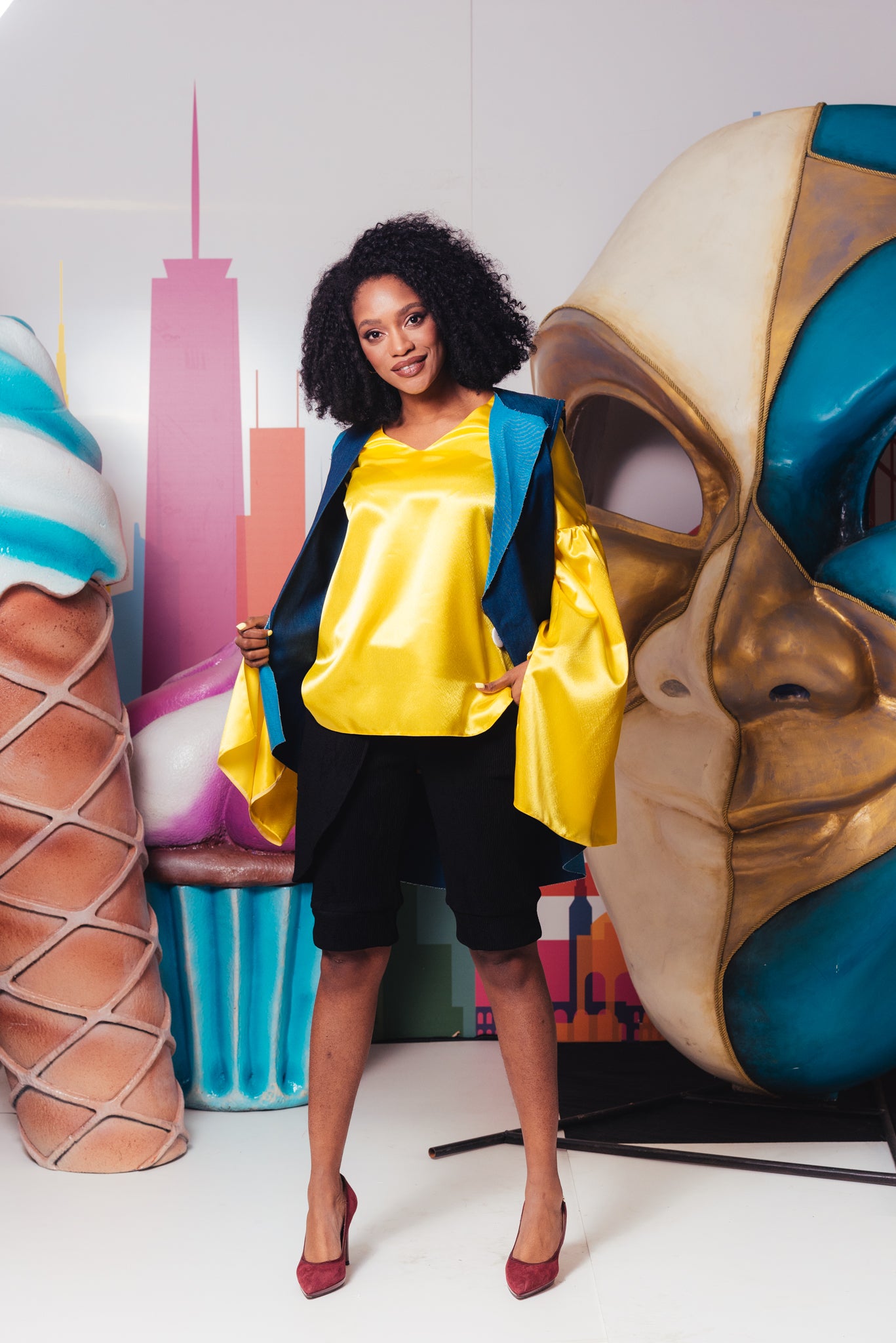 Satin Yellow Blouse with Special Sleeves - Velmoft