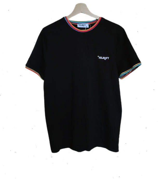 Men's Black T-shirt with embroidered logo - Velmoft